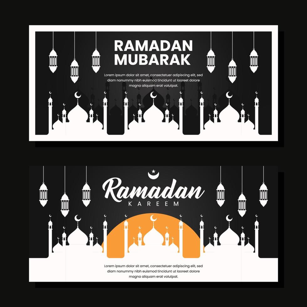 ramadan horizontal banner illustration in flat design vector