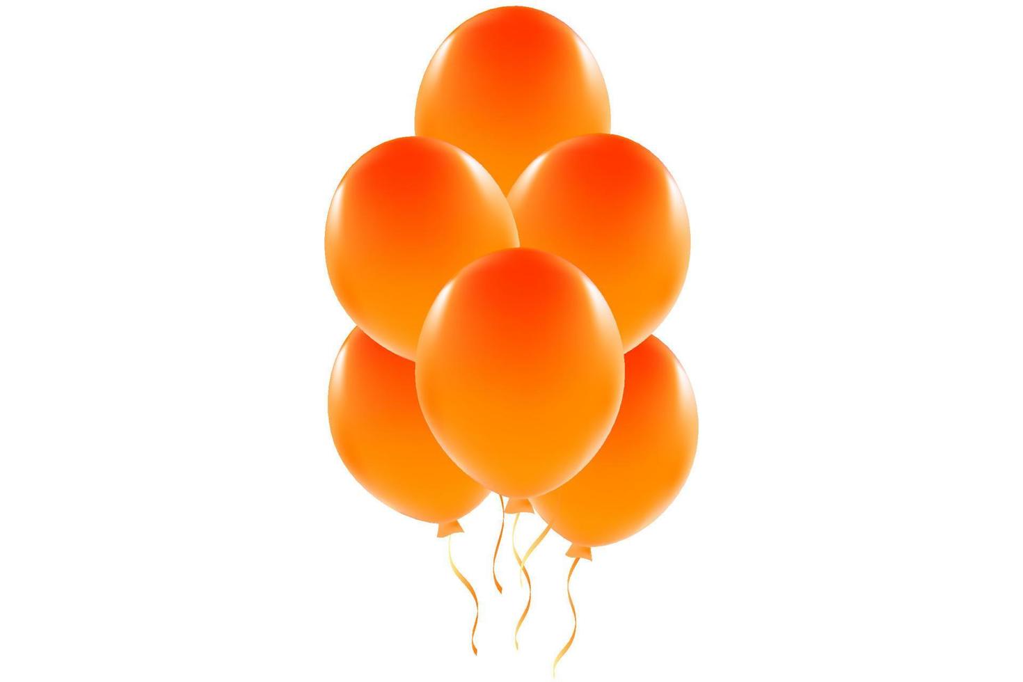 Orange balloons on a white background with copy space. Universal holiday background. Vector image