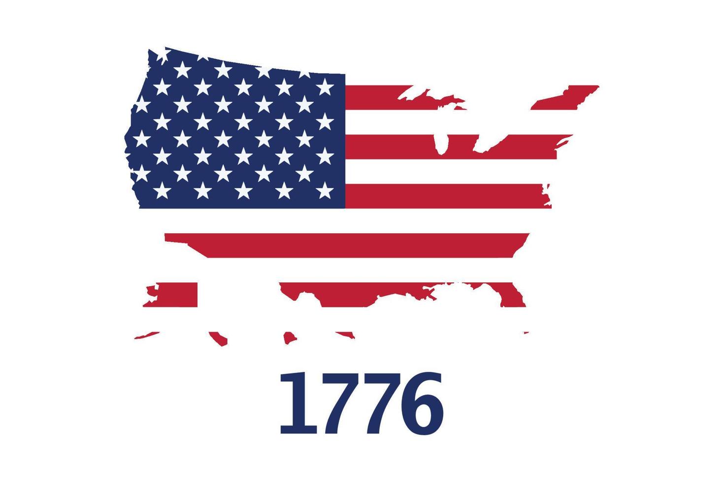 Diseño de mapa de bandera americana de 1776 vector
