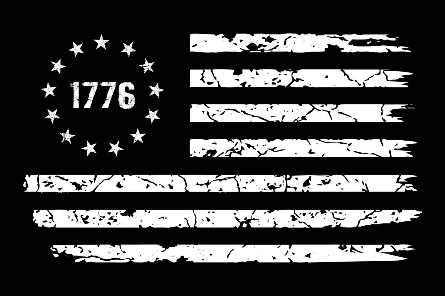 1776 diseño de bandera angustiada de betsy ross vector