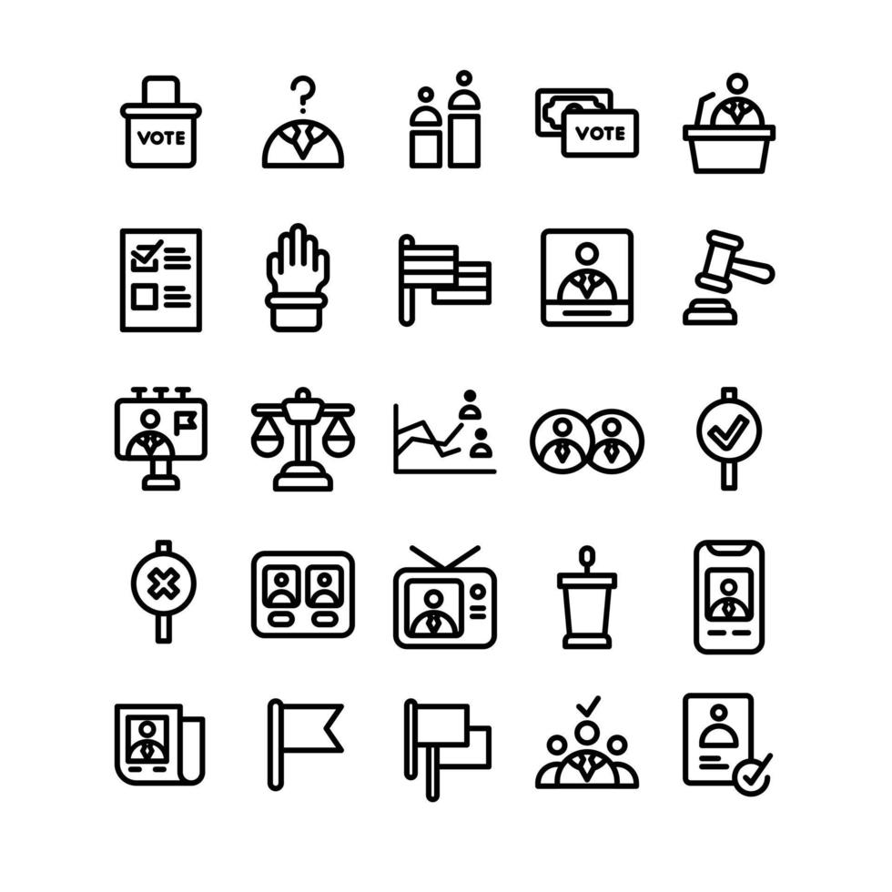 Election Icon Set with Outline Style vector