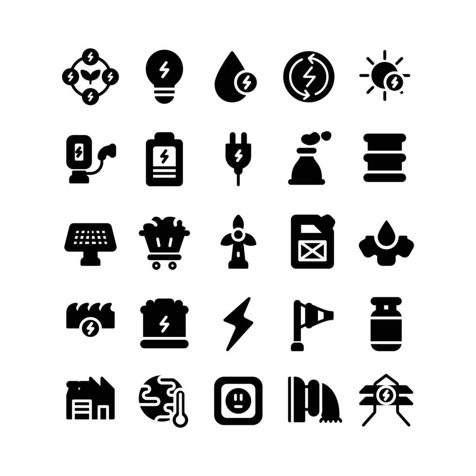 Energy Icon Set with Glyph Style vector