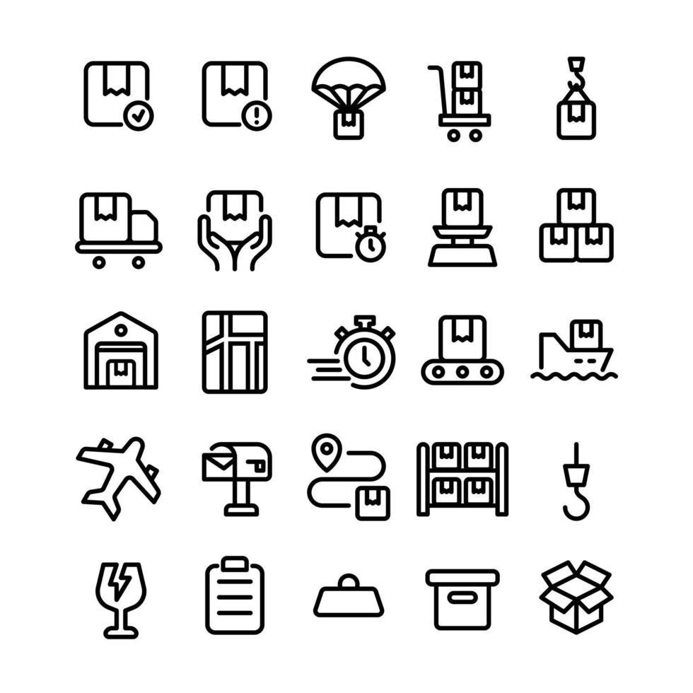 conjunto de iconos de envío con estilo de esquema vector