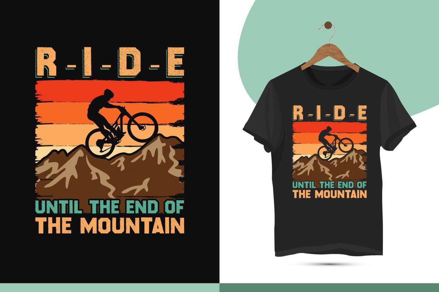 Vintage retro color cycling t-shirt design template. High-quality vector shirt is easy to print all-purpose for mountain lovers, riders, and bikers.