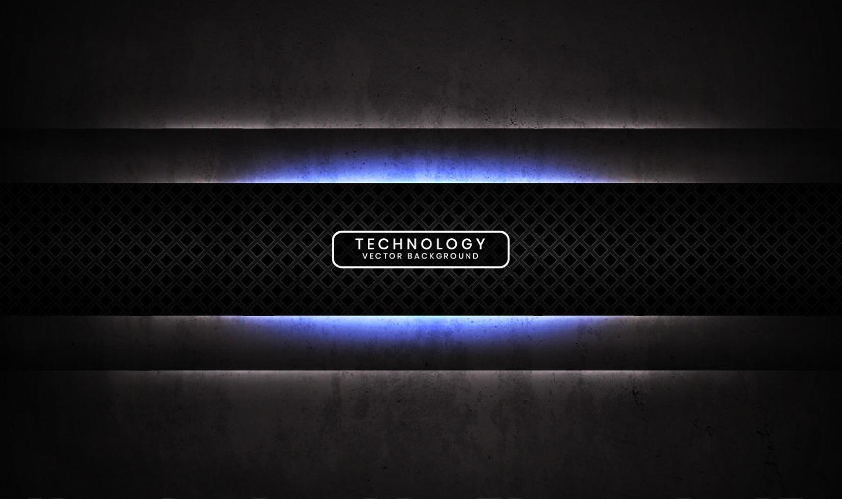 3D black rough grunge techno abstract background overlap layer on dark space with blue light decoration. Modern graphic design element cutout style concept for banner, flyer, card, or brochure cover vector