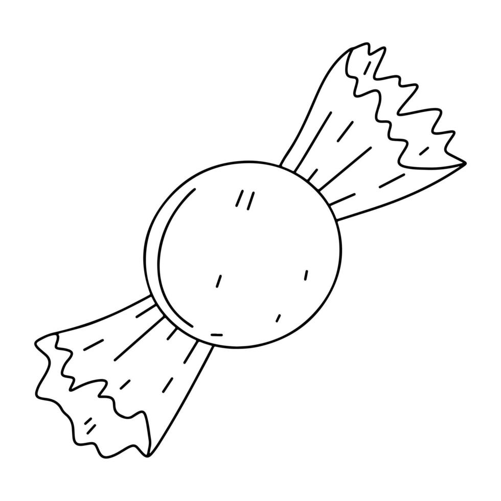 caramelo redondo en estilo garabato dibujado a mano. ilustración vectorial aislado sobre fondo blanco. vector