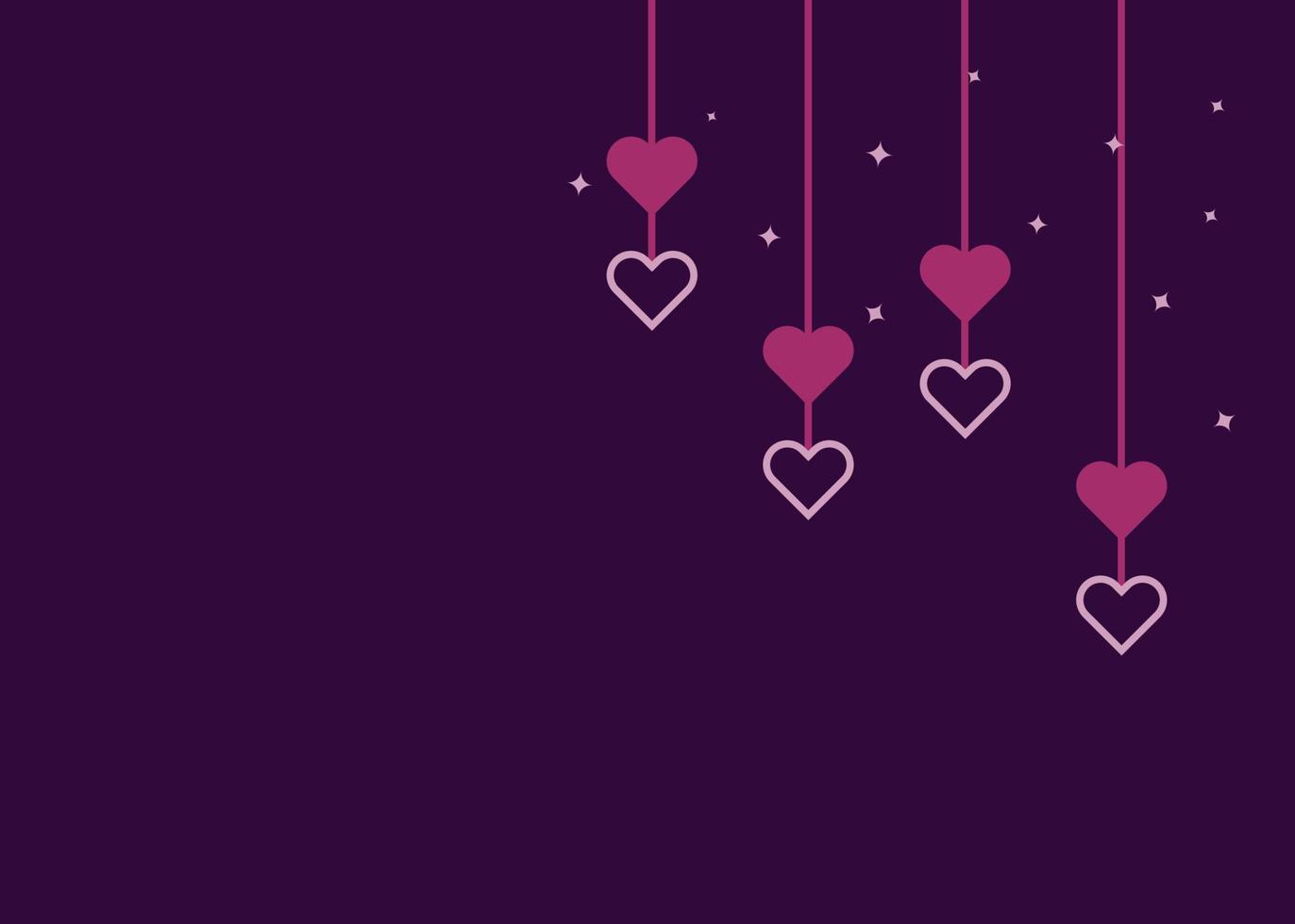 Valentine's day card with hearts on purple background. Vector illustration.