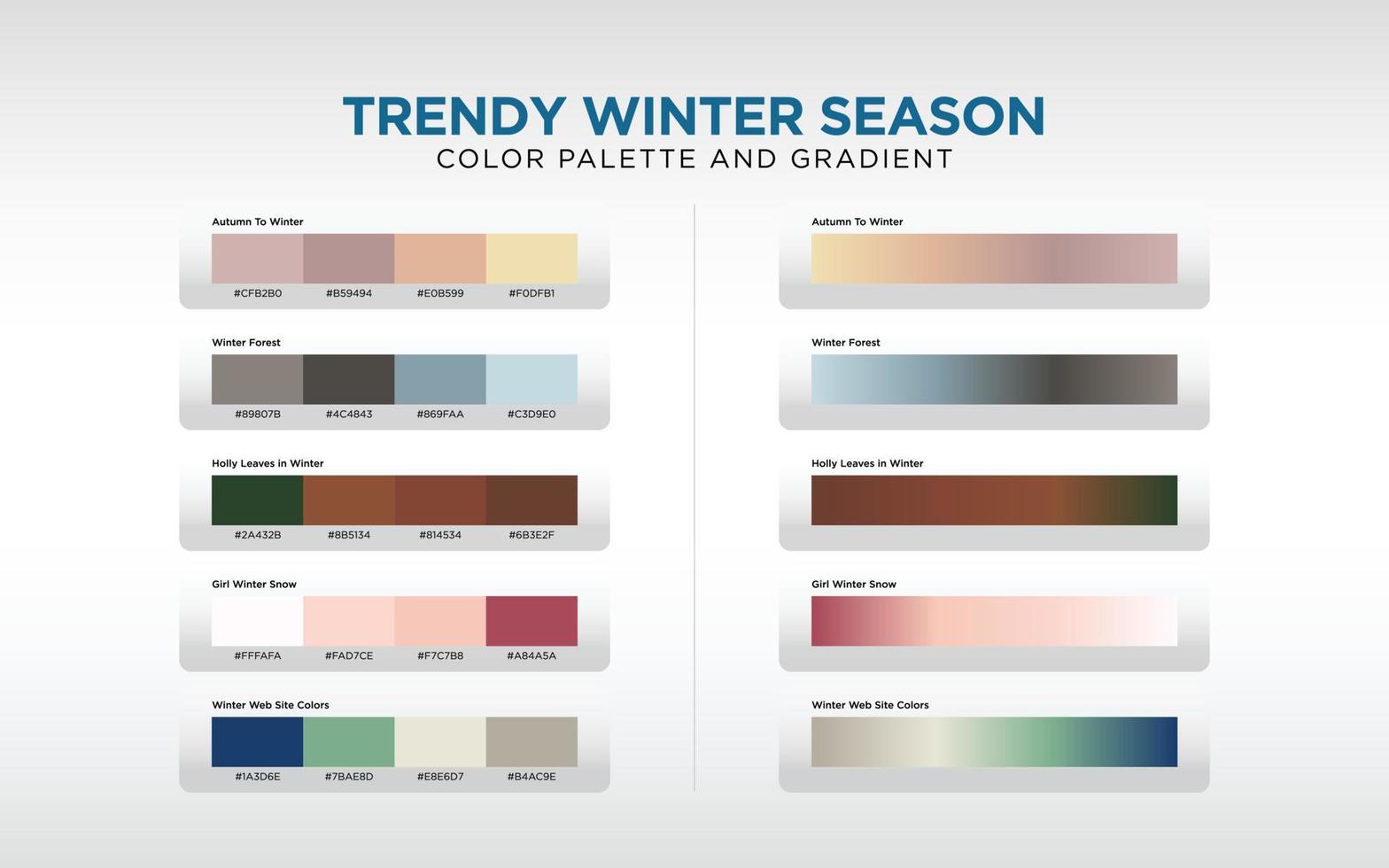paleta de colores y degradado para el invierno vector