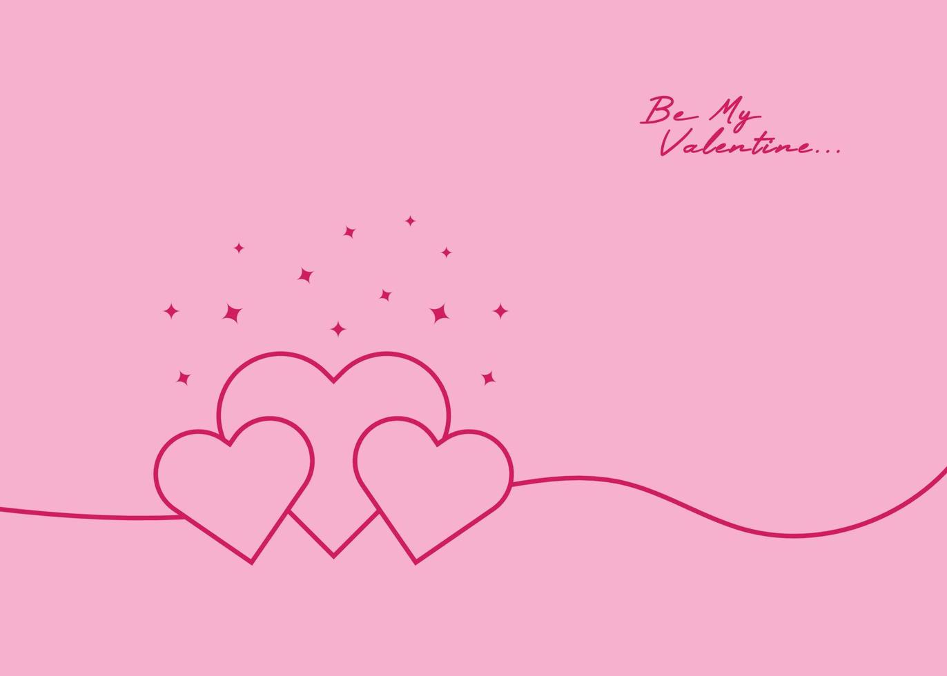 line art hearts with pink background and text space vector