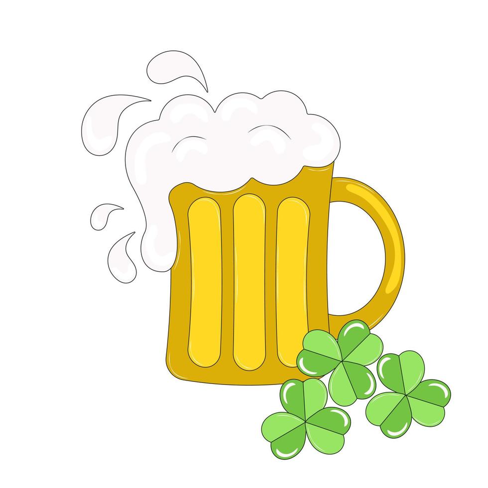 Beer Mug and Clover Leaves St Patricks Day vector