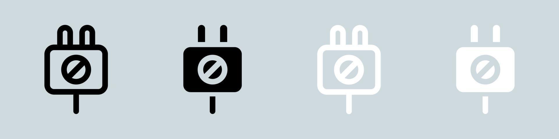 Disconnect icon set in black and white. Connection signs vector illustration.