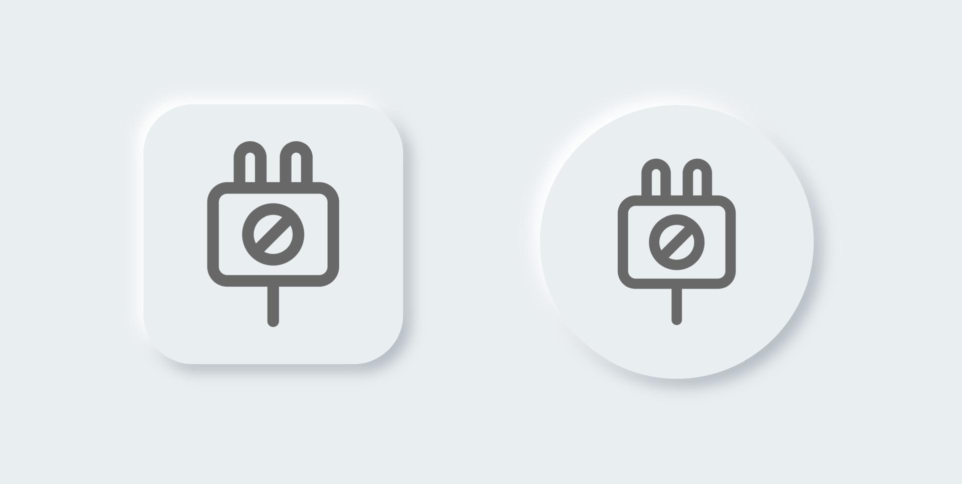 Disconnect line icon in neomorphic design style. Connection signs vector illustration.