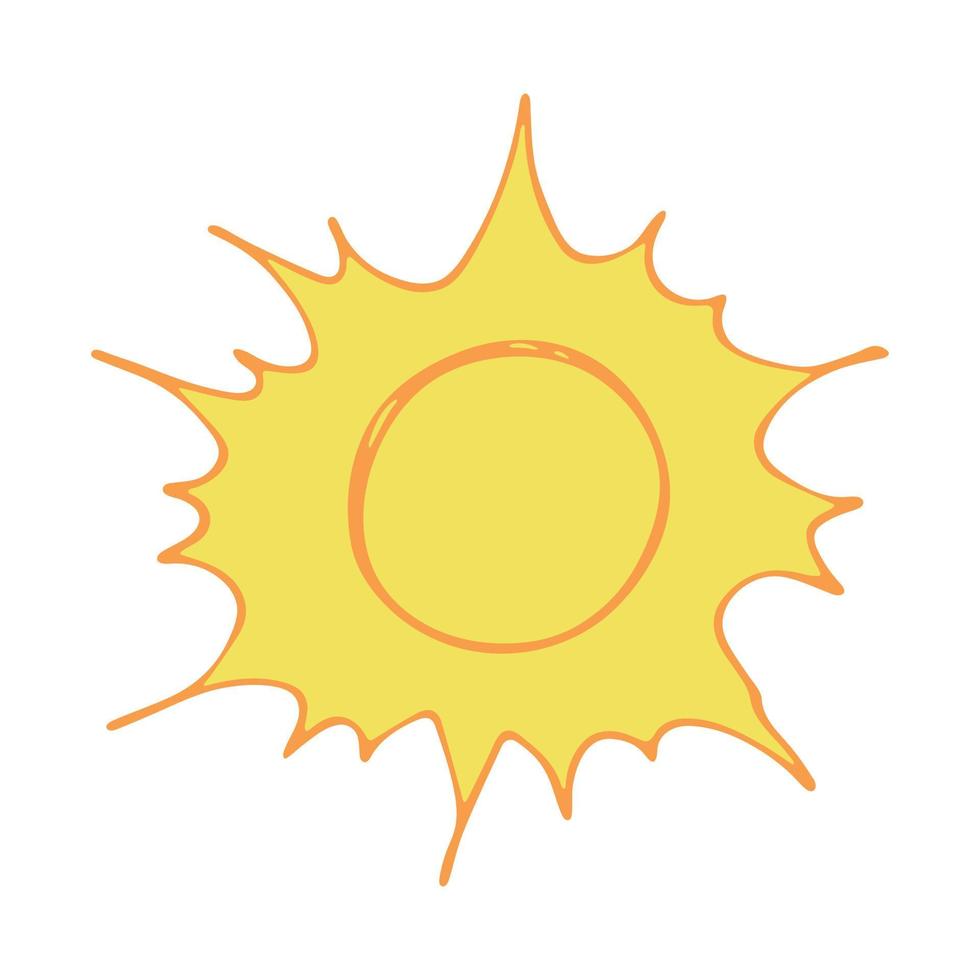 símbolo de sol abstracto dibujado a mano. garabato de verano. elemento de vector único para el diseño