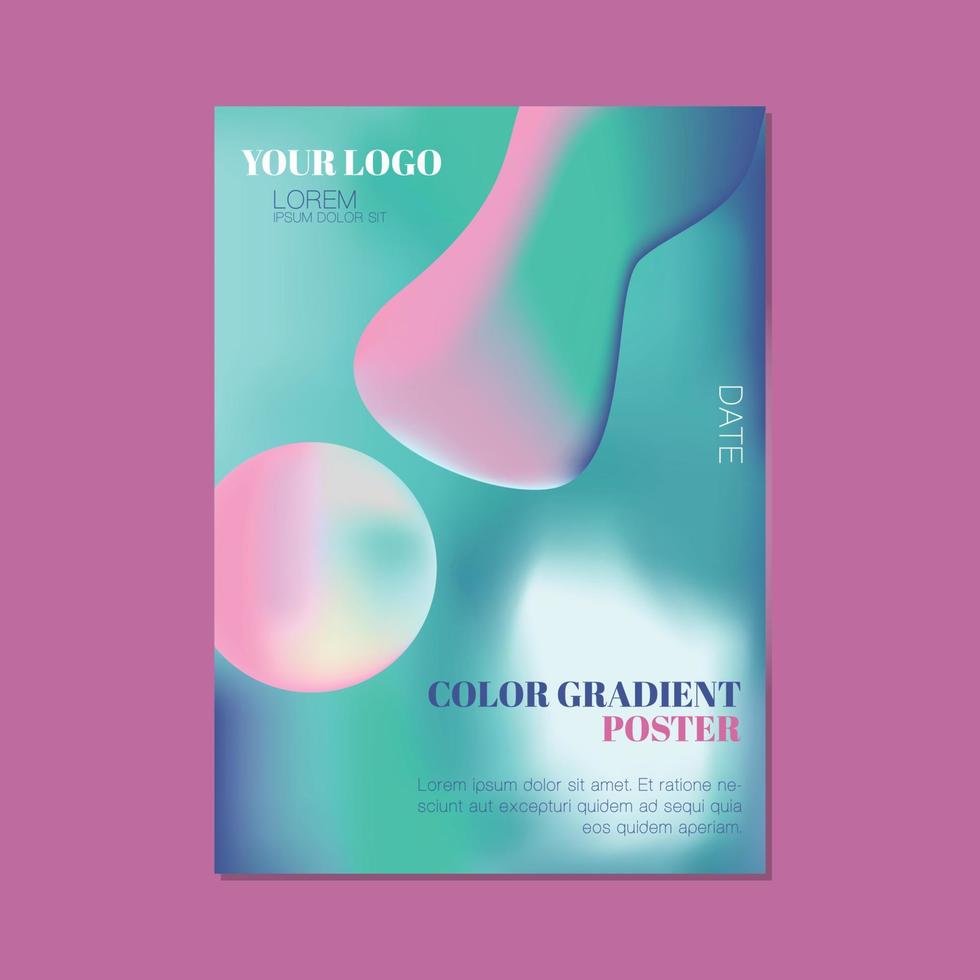 plantilla de póster degradado verde y azul vector