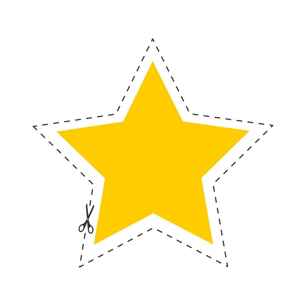 Scissors cutting star shape with dotted outline line. Cut here pictogram for paper discount coupons, vouchers, promo codes vector