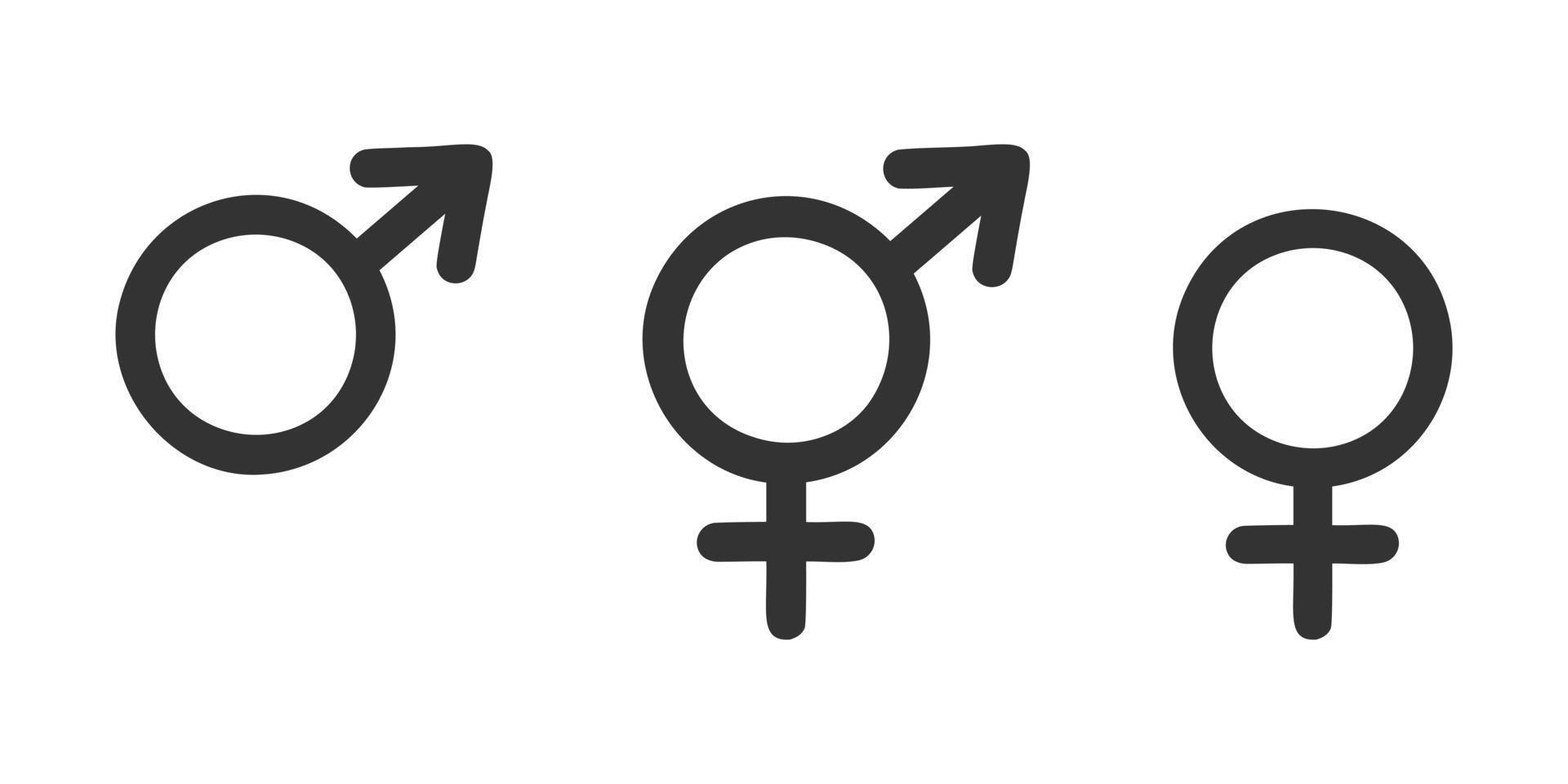 signos masculinos, femeninos y transgénero. iconos de baños públicos vector