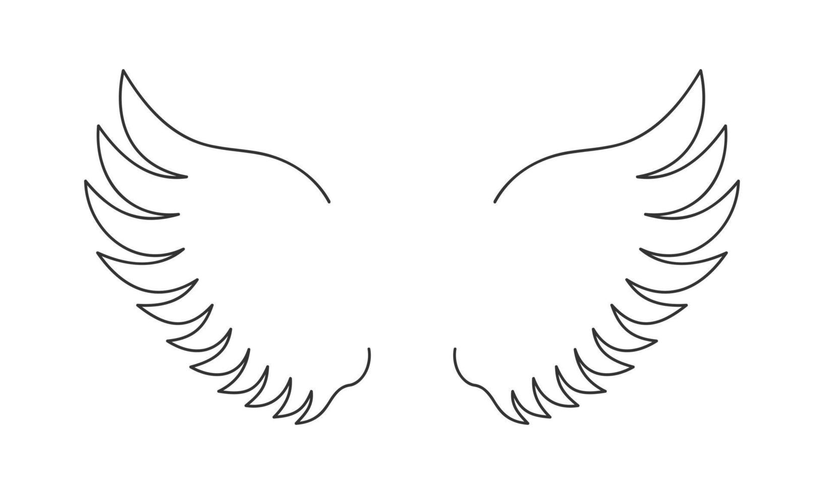 Flying angel or bird wings. Simple design in outline style. Freedom or spirit concept vector