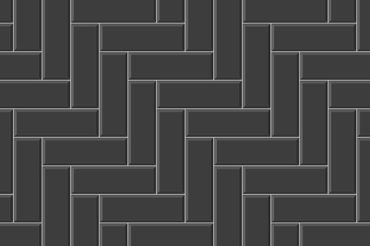 Black herringbone metro tile. Kitchen backsplash or bathroom floor surface seamless pattern. Subway stone or ceramic brick wall background vector