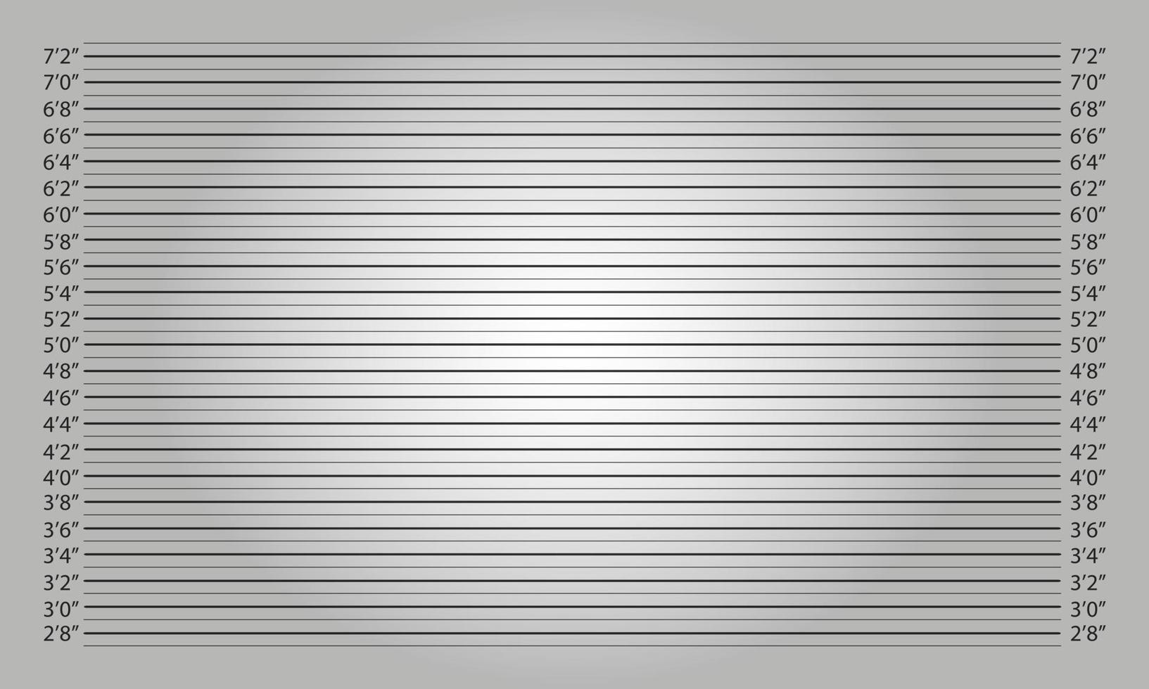 Horizontal police mugshot background with lighting effect. Feet height chart for photo of wanted, arrested or suspect person identity vector