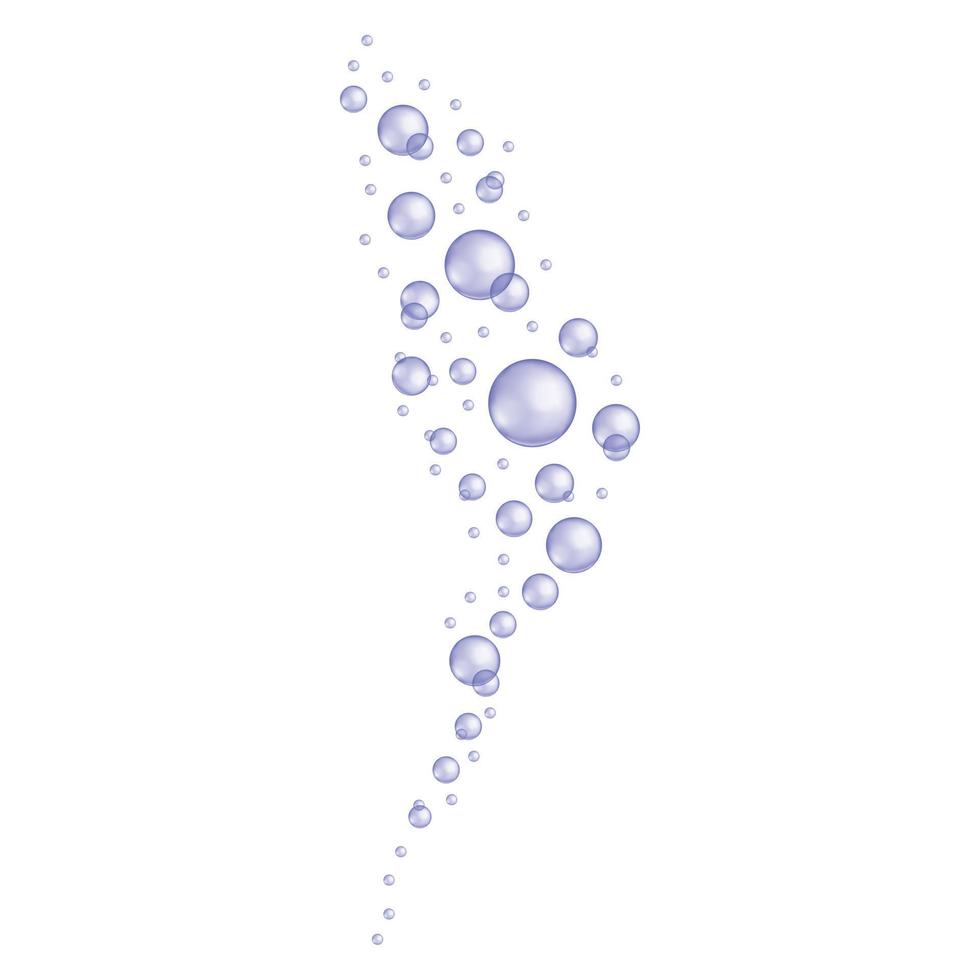 Purple underwater oxygen bubbles stream. Soap or cleanser foam, bath sud, fizzy carbonated drink effect. Trendy very peri color vector