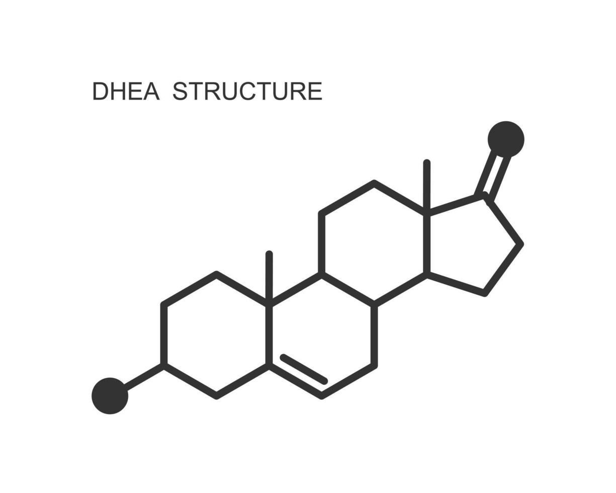 icono de dhea. Signo de estructura molecular química de la hormona dehidroepiandrosterona vector