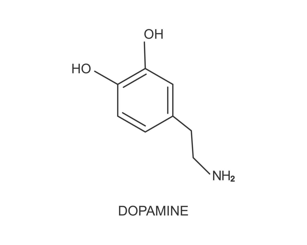 Dopamine icon. Chemical molecular structure. Happy or feel good hormone pictogram vector