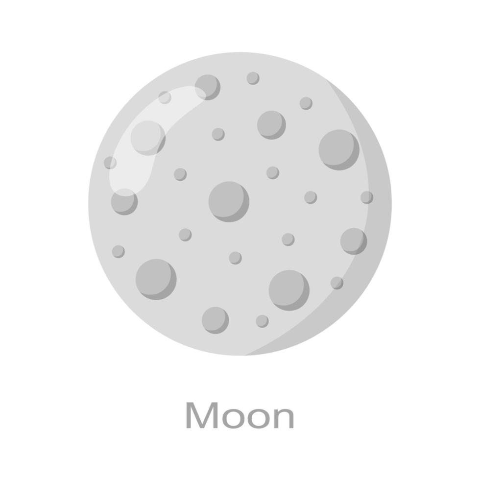 icono de luna con nombre aislado sobre fondo blanco. satélite terrestre. elemento del universo del sistema solar vector