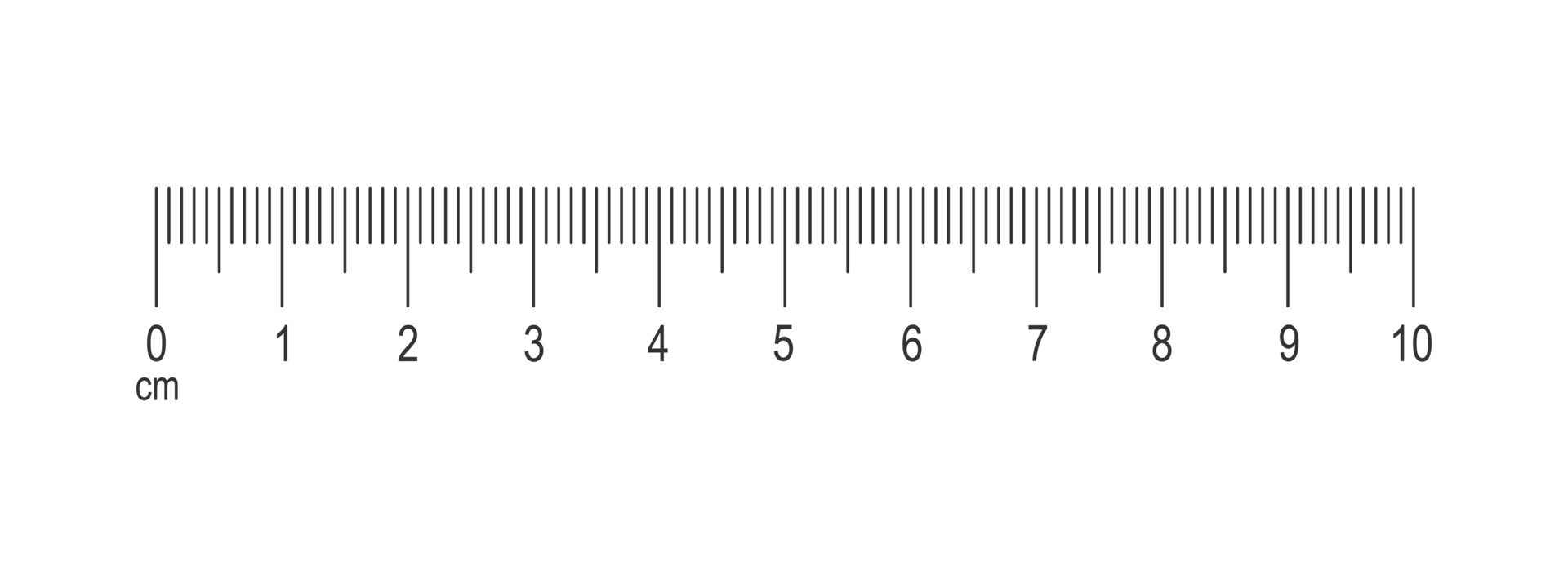 Horizontal Measuring Chart With 10 Centimeters Markup Scale Of Ruler