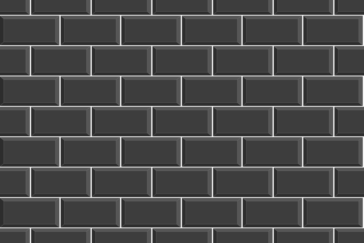 Black metro tile seamless pattern. Kitchen backsplash texture, bathroom wall or floor decoration. Subway stone brick background vector