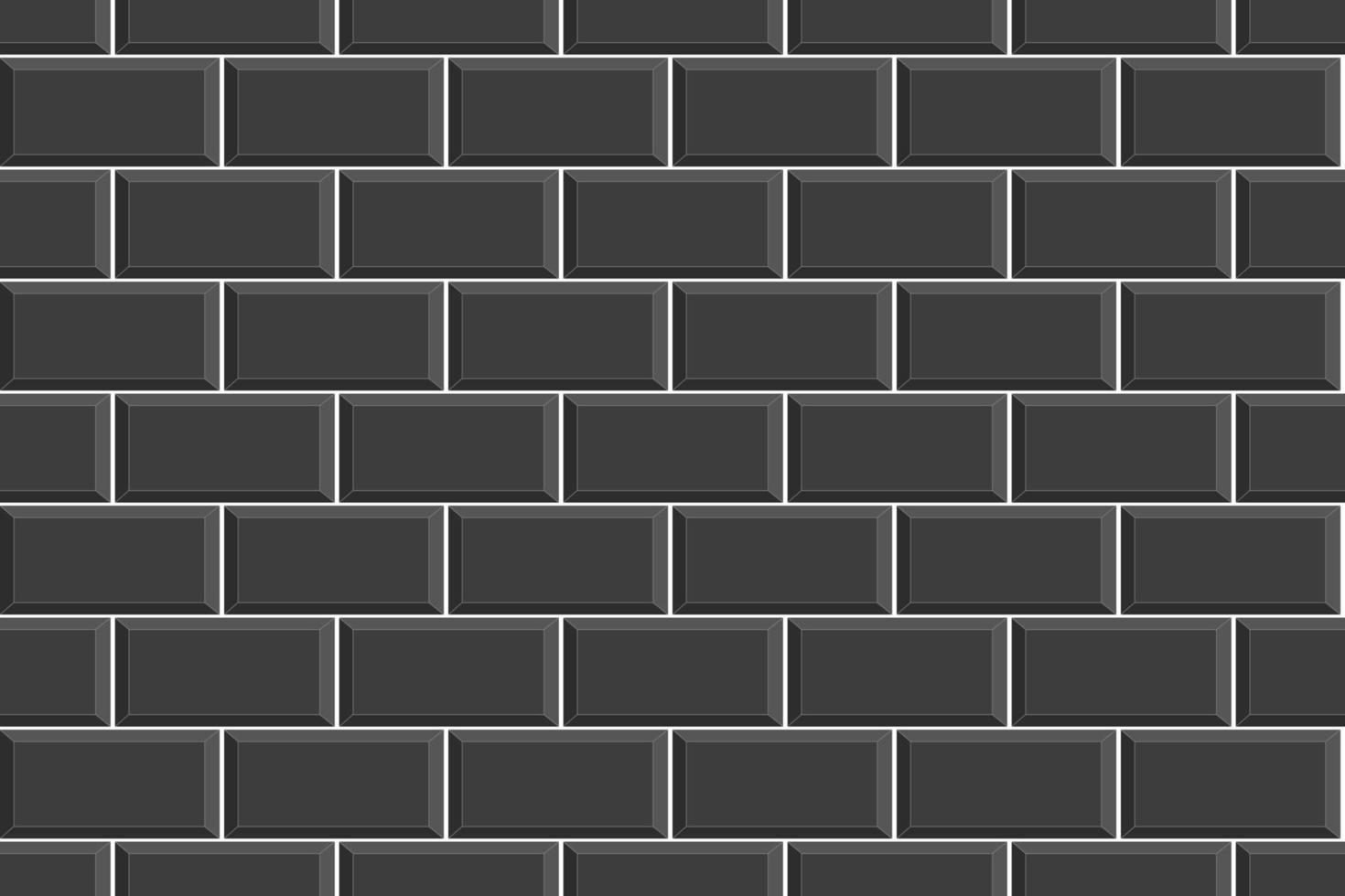 Black metro tile seamless pattern. Kitchen backsplash texture, bathroom wall or floor decoration. Subway stone brick background vector