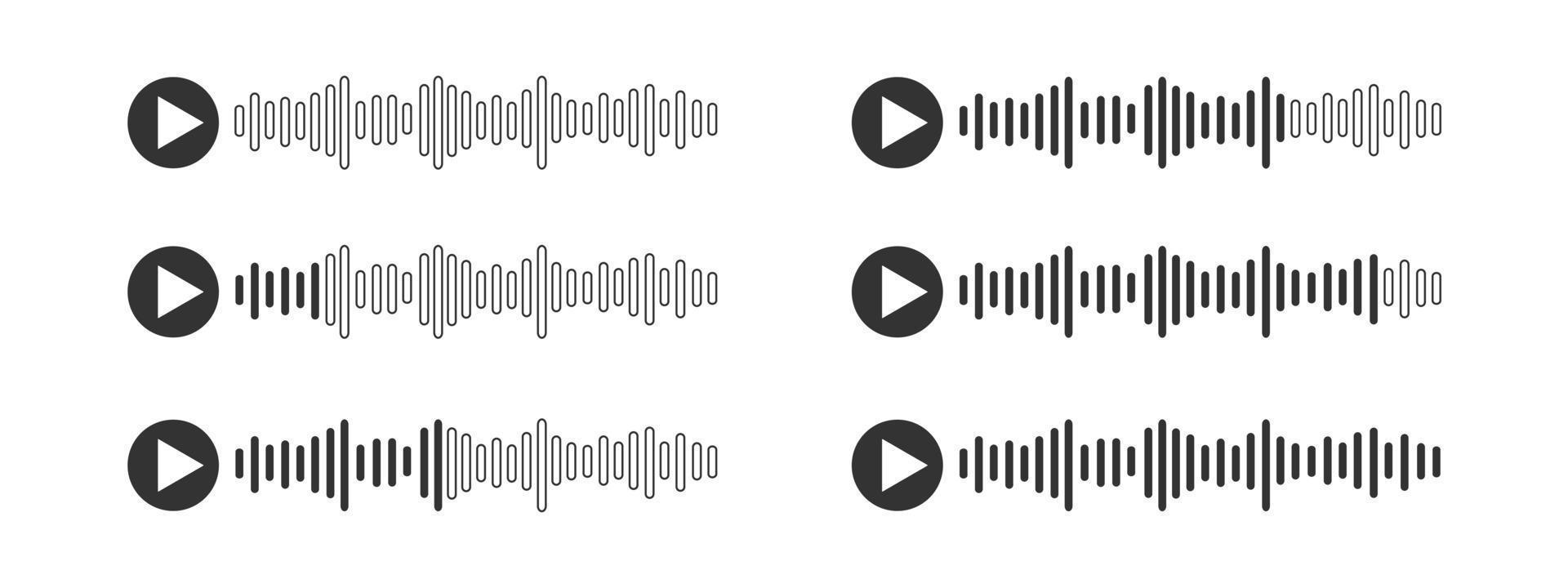 Voice message icons. Audio chat with speech sound waves. Messenger mobile app interface vector