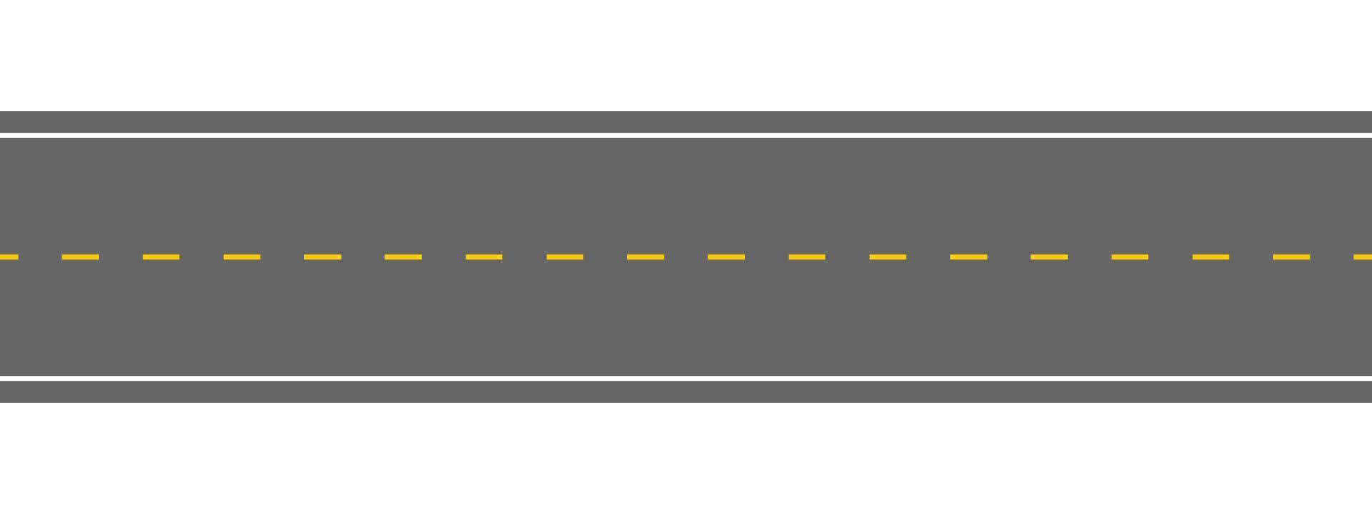 Empty straight road with marking. Horizontal highway overhead view. Seamless roadway template. Carriageway element of city map vector