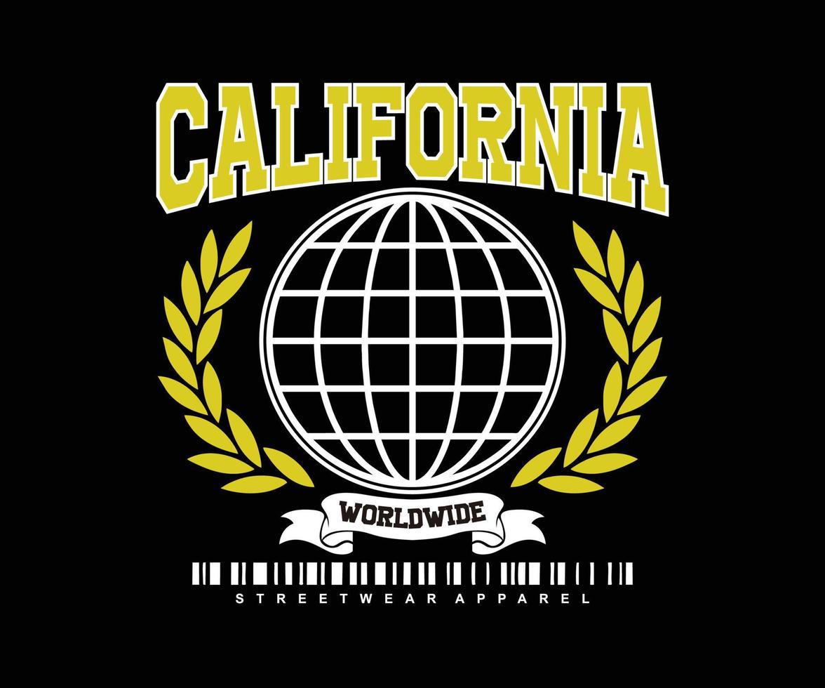 tipografía vintage universidad varsity estado de california lema impreso, para ropa de calle y diseño de camisetas de estilo urbano, sudaderas con capucha, etc. vector