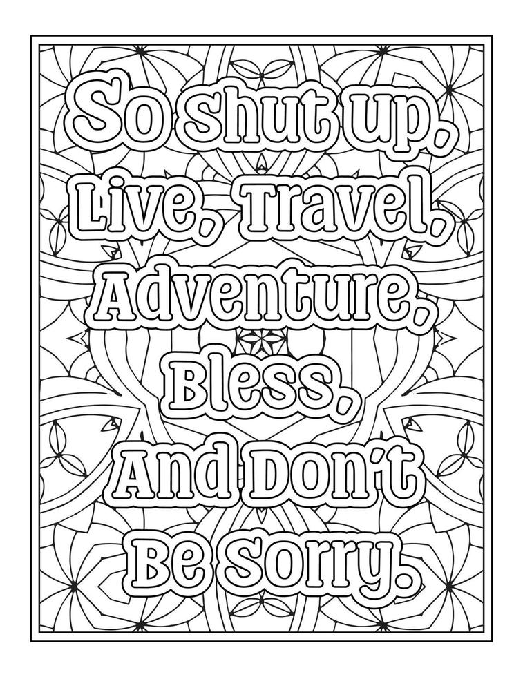 Adventure Quotes coloring book vector