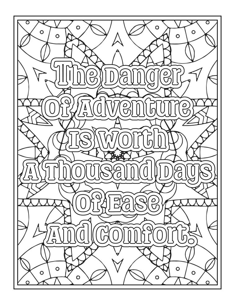 Adventure Quotes coloring book vector