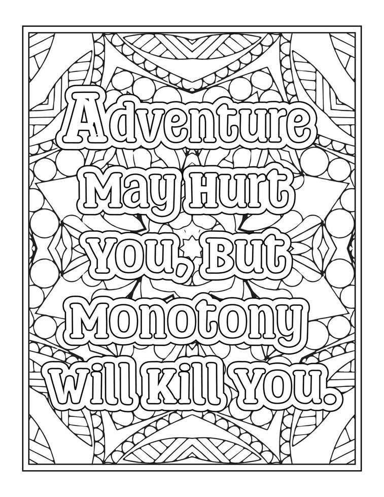 Adventure Quotes coloring book vector