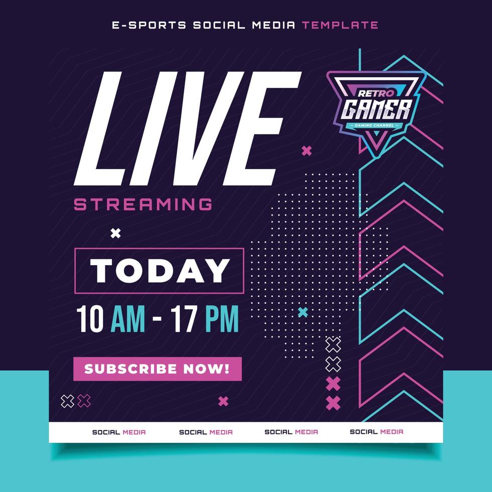 Live Streaming Gaming Banner Template with Logo for Social Media Flyer vector