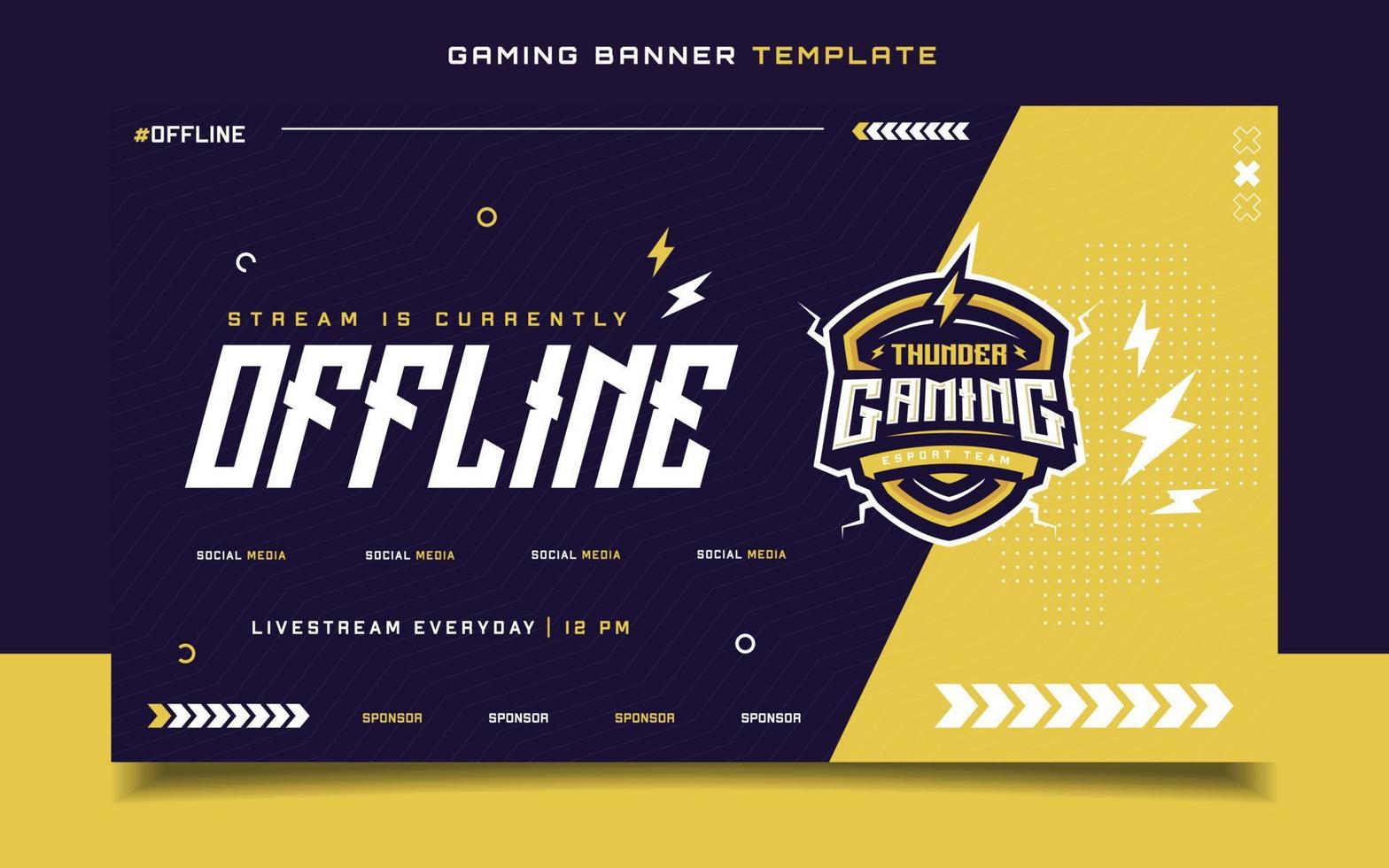 Stream Offline Gaming Banner  Template with Logo for Social Media Flyer vector