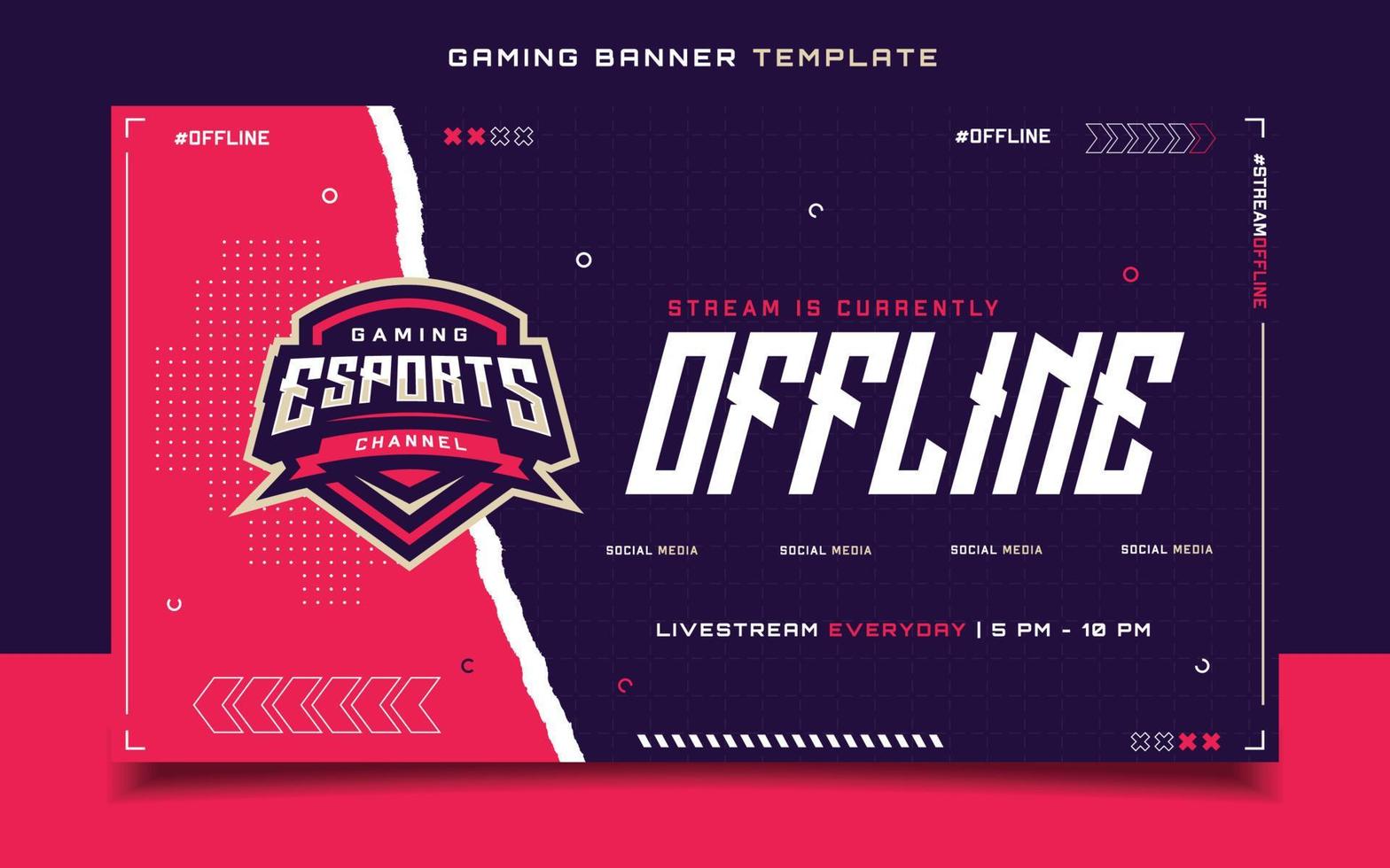 Stream Offline Gaming Banner  Template with Logo for Social Media Flyer vector