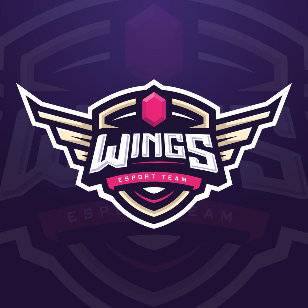 Wings Esports Logo Template for Gaming Tournament or Social Media