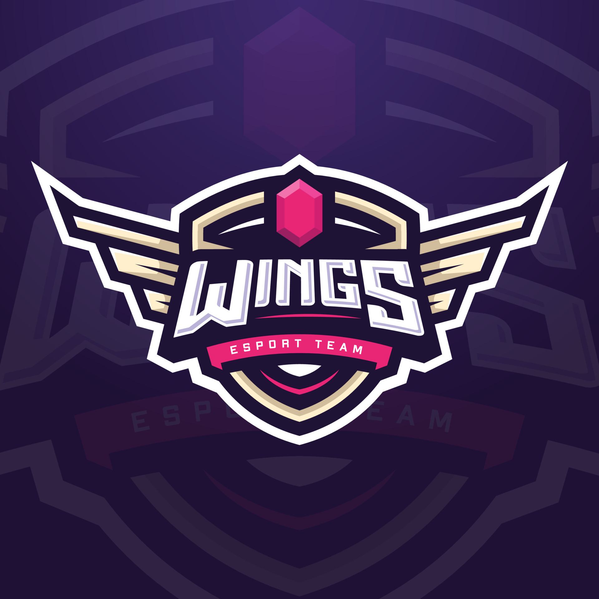 Wings Esports Logo Template for Gaming Tournament or Social Media