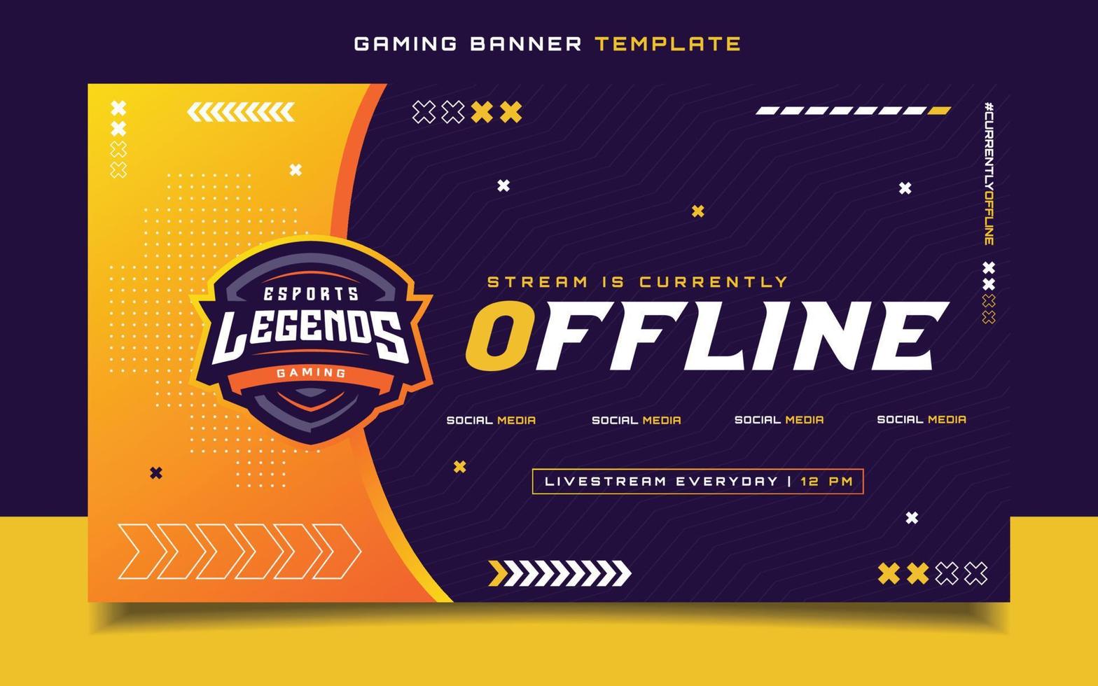 Stream Offline Gaming Banner  Template with Logo for Social Media Flyer vector