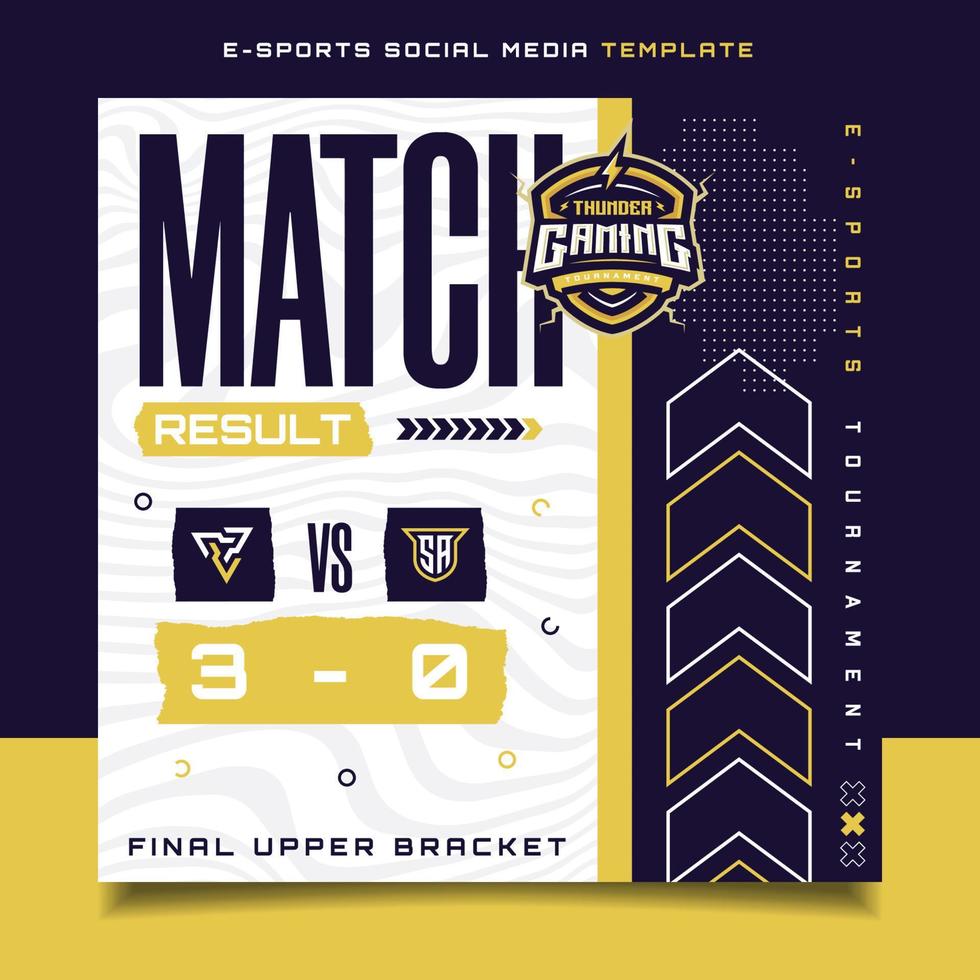 Match Result E-sports Gaming Banner Template for social media Flyer with Logo vector