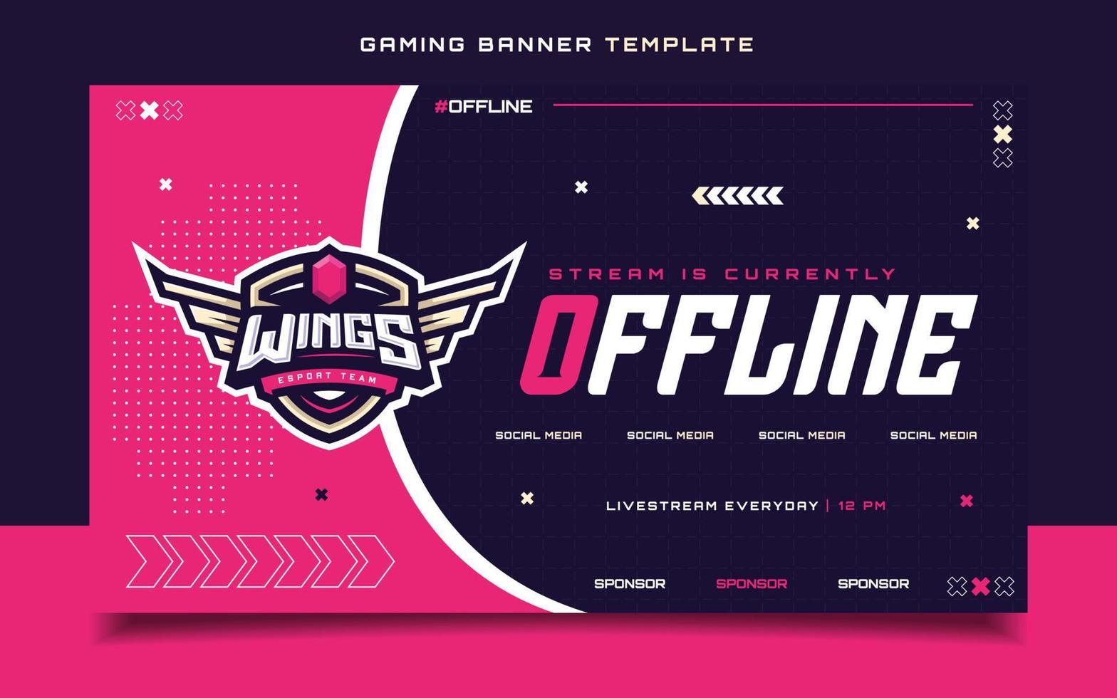 Stream Offline Gaming Banner  Template with Logo for Social Media Flyer vector