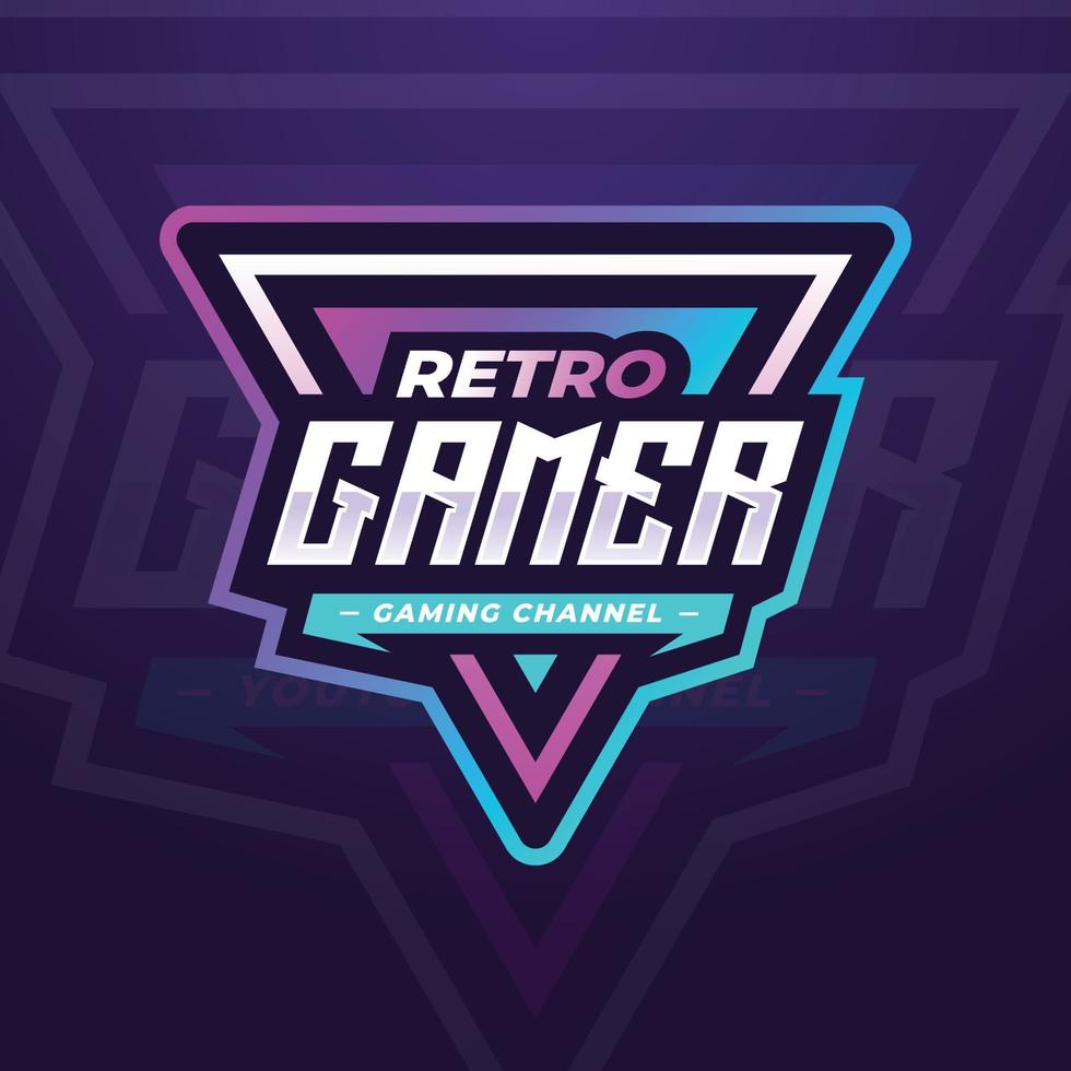 plantilla de logotipo de esports de jugador retro para torneo de juegos o redes sociales vector