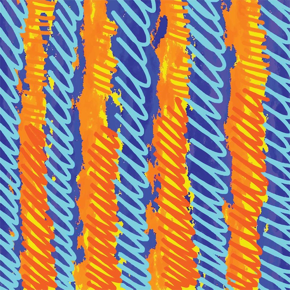 Colorful and bold orange, yellow, and blue colored grungy brush stroke vector background isolated on square template for social media template, scarf, textile and paper print, poster, brochure.