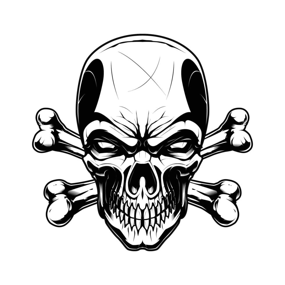 Skull with Cross Bones for T-Shirt and Apparel Design. vector
