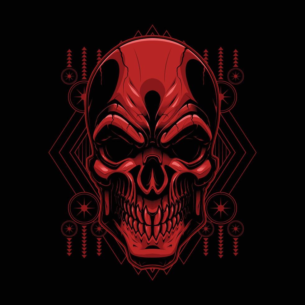 Blood Skull with a Geometry Background. Skull Vector for T-Shirt and Apparel Design