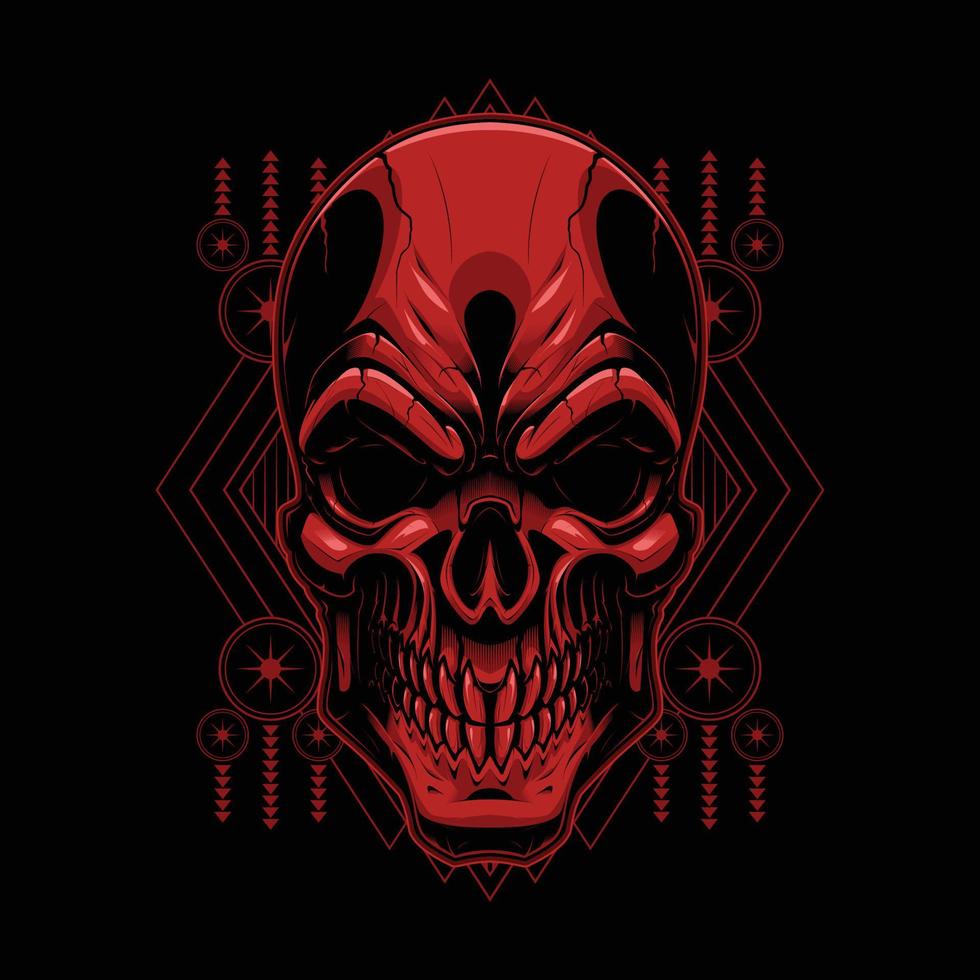Blood Skull with a Geometry Background. Skull Vector for T-Shirt and Apparel Design