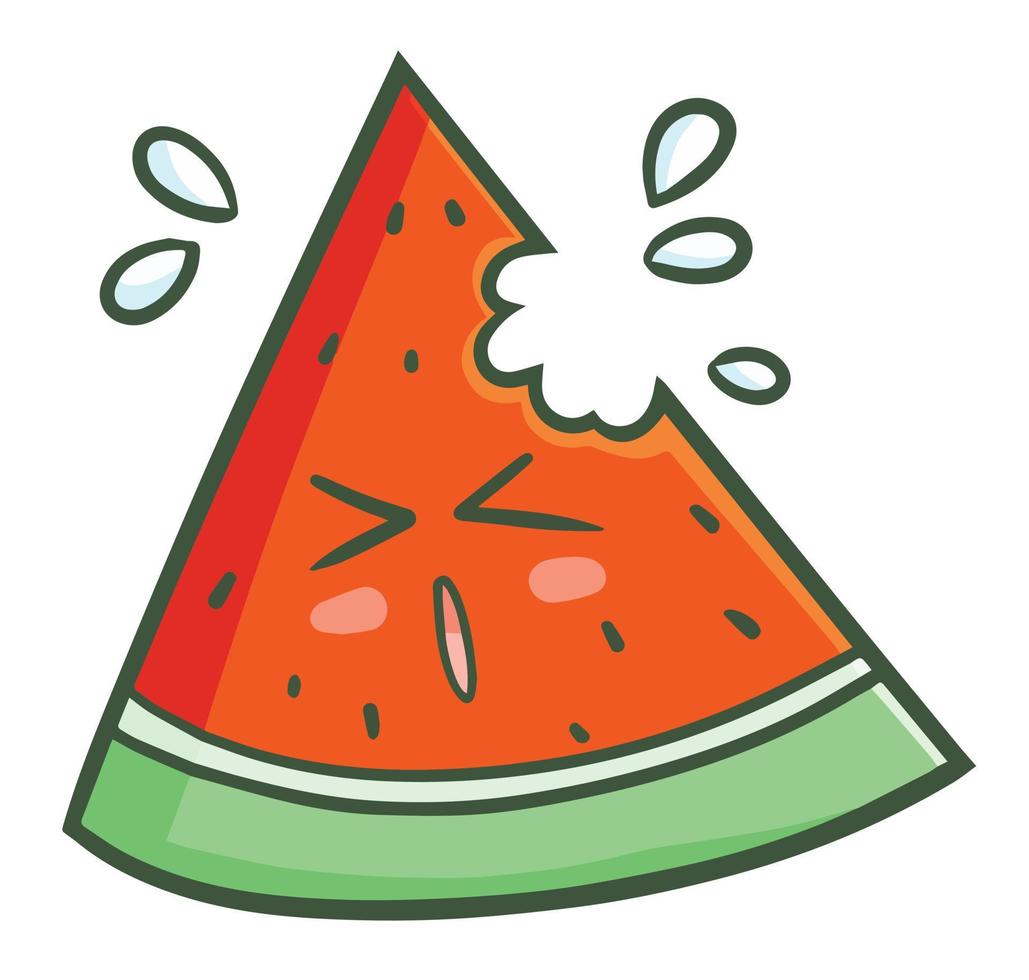Funny and cute watermelon character get bites expression vector